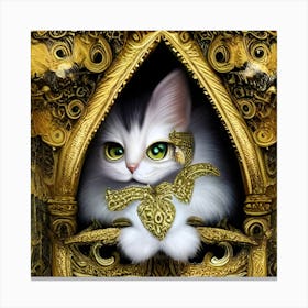 Cat In A Golden Cage Canvas Print