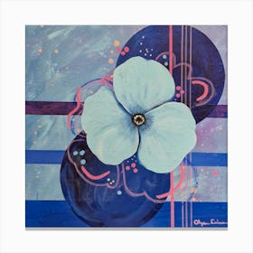 Blue Geometrical Flower Canvas Print