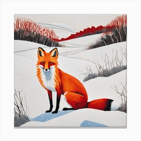 Fox in Snowy Landscape 2 Canvas Print