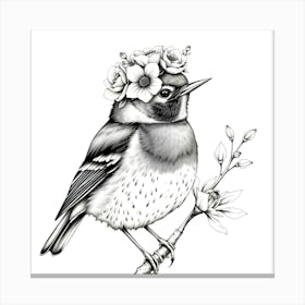 Bird With Flowers 1 Canvas Print