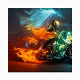 Fire And Flames On A Motorcycle Canvas Print