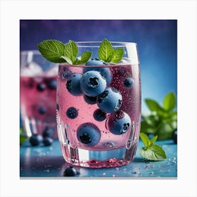 Blueberry Drink With Mint 1 Canvas Print