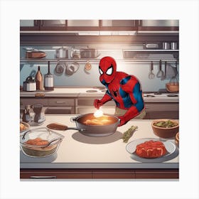 Spider-Man In The Kitchen 1 Canvas Print