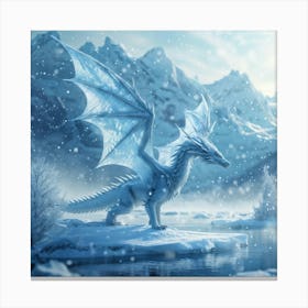 Majestic Dragon Exhaling Icy Breath Translucent Wings Etched With Delicate Snowflake Patterns Hove Canvas Print