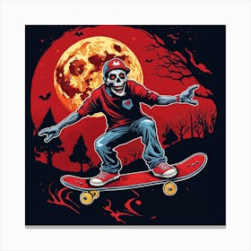 Halloween Zombi An A Skateboard Painting (33) Canvas Print