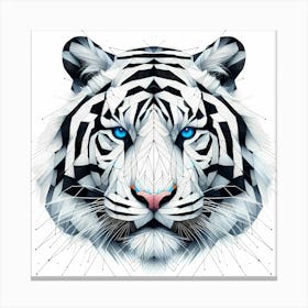 White Tiger Head - Abstract Line Art Illustration 160 Canvas Print