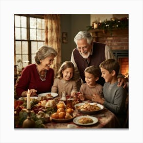 A Heartwarming Depiction Of A Multigenerational Family Reveling In Their Thanksgiving Gathering Lov (3) Canvas Print