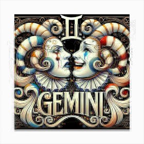 Zodiac Sign Gemini, Air Element, Theatre Masks, Drama And Comedy, Twins Canvas Print