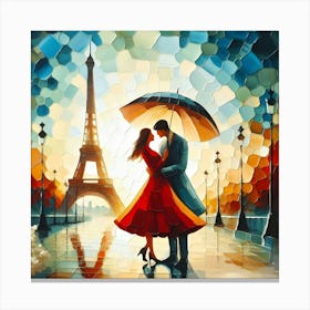 Romance In Paris Around The Eiffel Tower Canvas Print