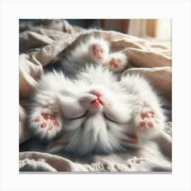 Kitten Sleeping On The Bed Canvas Print