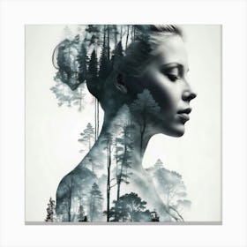 Portrait Of A Woman In The Forest Canvas Print