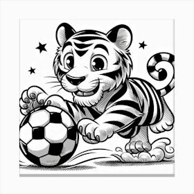 Tiger Playing Soccer 1 Canvas Print