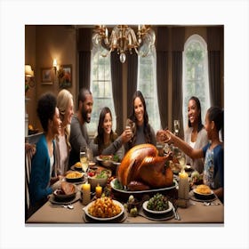 Family Thanksgiving Feast Canvas Print
