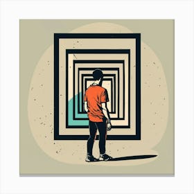 Man Looking At A Mirror Canvas Print