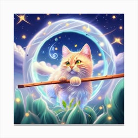 Cat With A Stick Canvas Print