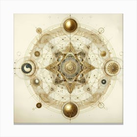 Alchemical Metamorphosis Circle With Forms Gold And Grey Illustration Canvas Print