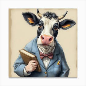 Cow In A Suit 6 Canvas Print