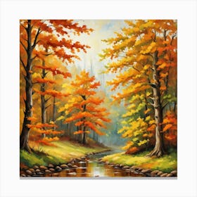 Forest In Autumn In Minimalist Style Square Composition 52 Canvas Print