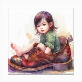 Little Girl In A Shoe Canvas Print