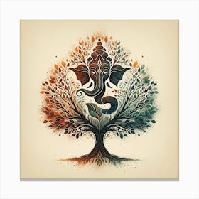 "Serene Divinity" is a captivating artwork that merges the iconic image of Ganesha with the timeless beauty of a tree, symbolizing growth, wisdom, and spiritual enlightenment. The warm autumnal hues blend seamlessly with the cool tones of renewal, reflecting the cycle of life and the balance of nature. This piece is an ideal acquisition for those seeking a blend of cultural richness and natural aesthetics. Its serene presence is perfect for creating a peaceful and contemplative space, making it a must-have for meditation rooms, living spaces, or any place where tranquility is cherished. "Serene Divinity" is not just a decoration; it's an investment in a serene atmosphere and a touch of spiritual elegance. Canvas Print