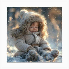 Little baby In The Snow Canvas Print