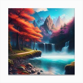 Waterfall In The Forest 32 Canvas Print