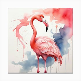 Flamingo Watercolor Painting Canvas Print