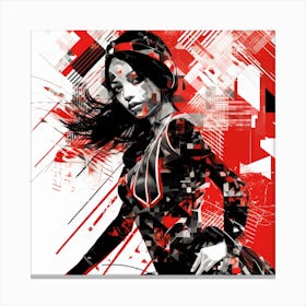 Girl In Red And Black Canvas Print