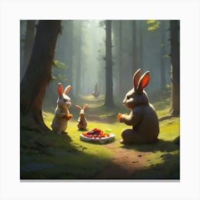 Rabbits In The Woods 1 Canvas Print