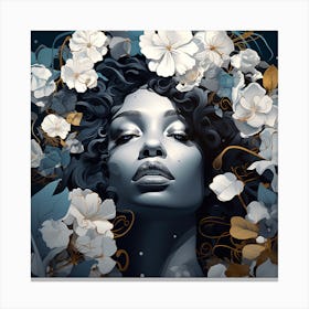 Woman With Flowers On Her Head 2 Canvas Print