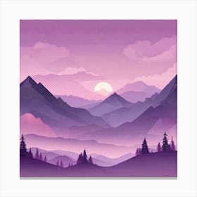 Misty mountains background in purple tone 9 Canvas Print