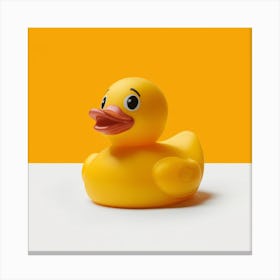 Rubber Duck On Yellow Background Canvas Print