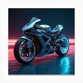 Futuristic Super Bike With Advanced Ai Controls And Glowing Neon Streaks 1 Canvas Print