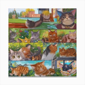 Cats In The Garden Canvas Print