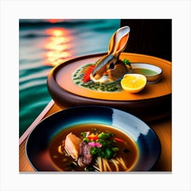 Japanese ramen and sushi 1 Canvas Print