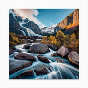 Waterfall In The Mountains 4 Canvas Print