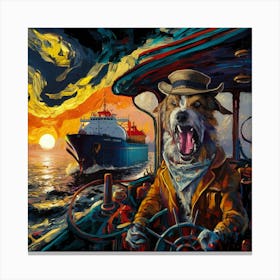 Dog On A Boat Canvas Print
