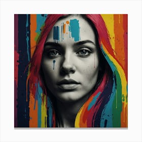 Girl With Colorful Hair Canvas Print