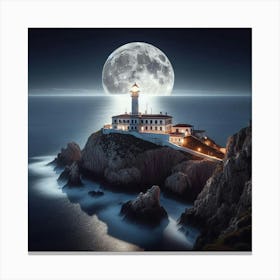 Lighthouse At Nightfall  Canvas Print