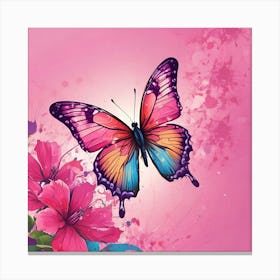 Butterfly And Flowers 17 Canvas Print