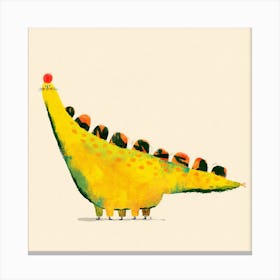 Yellow Dinosaur With Funny Hair Canvas Print