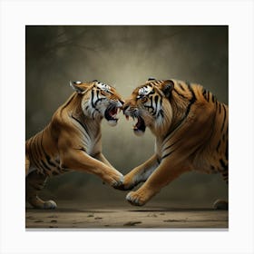 Tigers Fighting Canvas Print