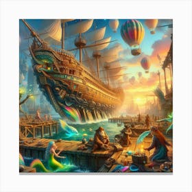 Mermaids And Pirates paintings art print Canvas Print