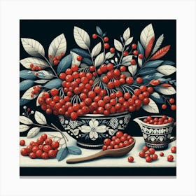Scandinavian Art, Viburnum berries Canvas Print