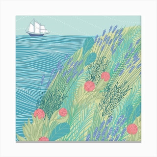 Lavender Ocean Square Canvas Print