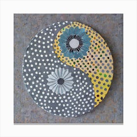 Firefly Beautiful Modern Intricate Floral Yin And Yang Mosaic Mandala Pattern In Gray, And Vibrant T (2) Canvas Print