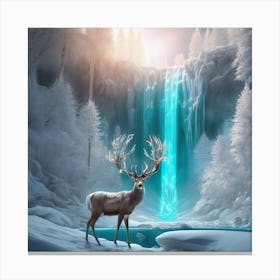 Deer In The Snow 2 Canvas Print