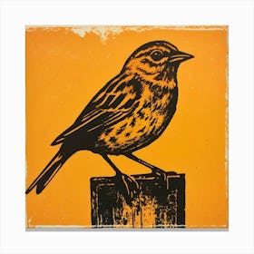 Retro Bird Lithograph Yellowhammer 3 Canvas Print