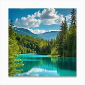 Blue Lake In The Mountains 18 Canvas Print