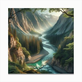 River In The Mountains Canvas Print